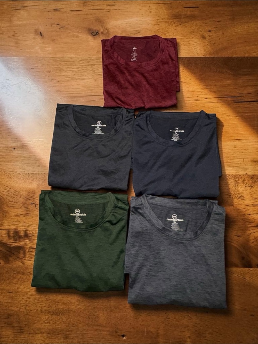 Real Essentials Mens XL Dry Fit Active T-Shirt Gym Workout Tee Lot of 5